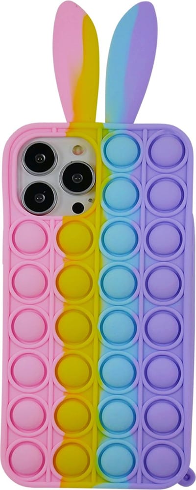 Peachy Bunny Pop Fidget Bubble siliconen hoesje geschikt voor iPhone 11 Pro Max - roze, geel, blauw en paars