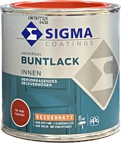 Sigma Gekleurde Lak Zijdemat Ral 3000 Vuurrood 375 ml
