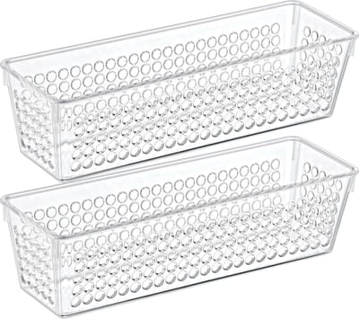 Storage Solutions Organizer/opbergmandje - 2x - kunststof - transparant - 0.8L - 23 x 7.5 x 6 cm