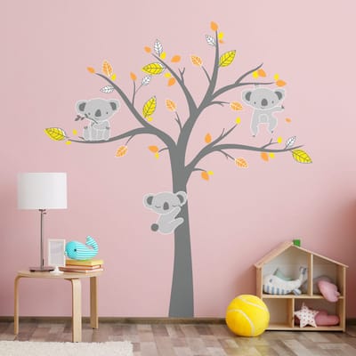 Muurstickers - Koala's op de Boom van Geluk - Zelfklevende stickers - 95x70cm