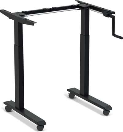 Worktrainer - StudyDesk - Klein handslinger zit-sta bureau - Hoogte 60,8 - 106 cm - Breedte 75 - 110 cm - Verrijdbaar - In hoogte verstelbaar - Zwart