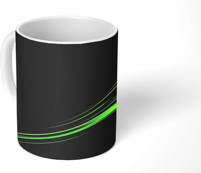Mok - Koffiemok - Lijnen - Boog - Groen - Mokken - 350 ML - Beker - Koffiemokken - Theemok