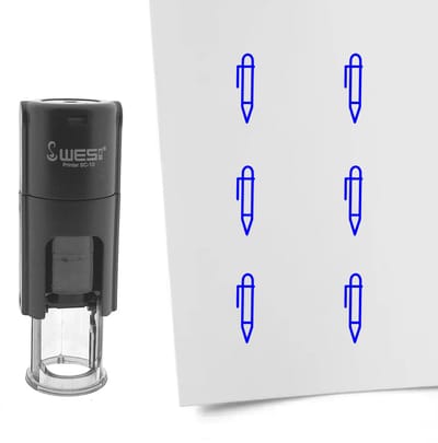 CombiCraft Stempel pen 10mm rond blauwe inkt - per 1 stuk