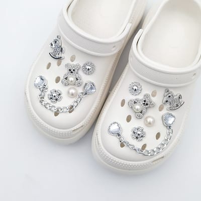 Schoenaccessoires-geschikt voor crocs charms- geschikt voor crocs pins- geschikt voor crocs Accessoires- geschikt voor Crocs Jibbitz-12 met diamanten bezette teddyberen en pony's