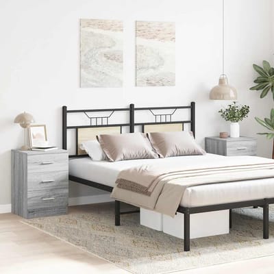 vidaXL - Nachtkastjes - 2 - st - 38x35x56 - cm - bewerkt - hout - grijs - sonoma - eiken