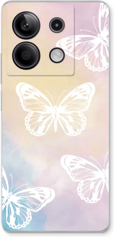 Case Company® - Hoesje geschikt voor Xiaomi Redmi Note 13 5G hoesje - White butterfly - Soft Cover Telefoonhoesje - Bescherming aan alle Kanten en Schermrand