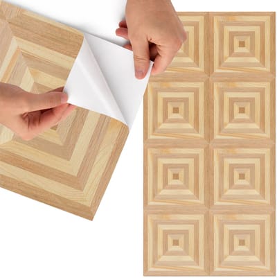 Tulup Meubelfolie - Houten geometrie Decoratiefolie - 65x130 cm - Bruin Meubelfolie - Meubelfolie Zelfklevend - Geometrische Meubelfolie - Wrapfolie Keuken - Wanddecoratie - Texturen