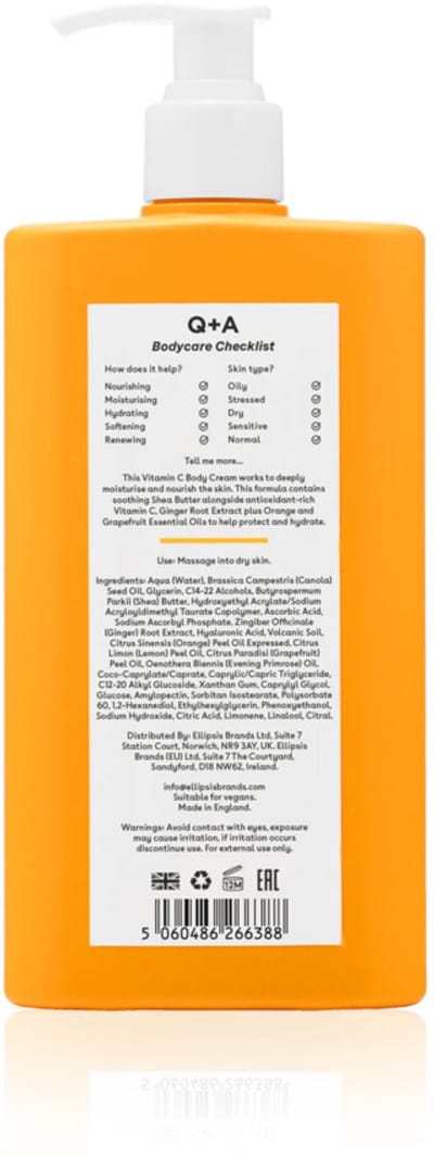Q+A Vitamin C Body Cream - 3 x 250 ml - Voordeelverpakking