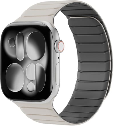 Buddi Fuse Magnetisch Bandje Geschikt voor Apple Watch 1/2/3/4/5/6/7/8/9/10/11/SE - 38/40/41/42MM - Siliconen Sportbandje met Magneetsluiting Sterrenlicht