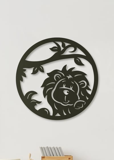 Wanddecoratie Kinderen | Leeuwtje rond - XL (80x80cm)