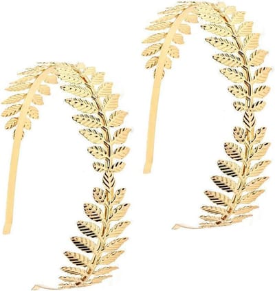 Elegante Hoofdband met Lauriertak voor Bruidskronen en Griekse Kostuums - Boho Bladeren Haaraccessoires in Goud, One Size