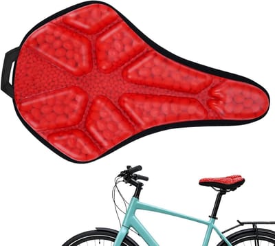 Fietszadel Kussen - Fietsstoelhoes Gewatteerd - Comfortabel Fietsen - Schokabsorberend Mechanisme - 28.5 x 18.5 cm - Rood