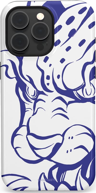 Casetastic Hoesje Geschikt voor Apple iPhone 15 Pro Max Magsafe - Stijlvolle Beschermende Duo-layer Case - Blauwe Panter Hoofd