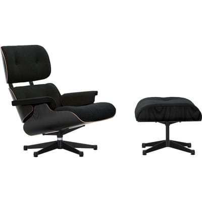 Vitra Lounge Chair & Ottoman - VitraKastanieSchwarz - basic dark gepoedercoat - Nubia 11 antraciet/zwart