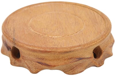 Dailygoods- Sokkel Multifunctioneel - Ronde Houten Basis - Maras Hout - Afmetingen 12 x 11,5 x 2,5 cm - Vintage Decoratie - Perfect voor Geschenken - Displaystandaard