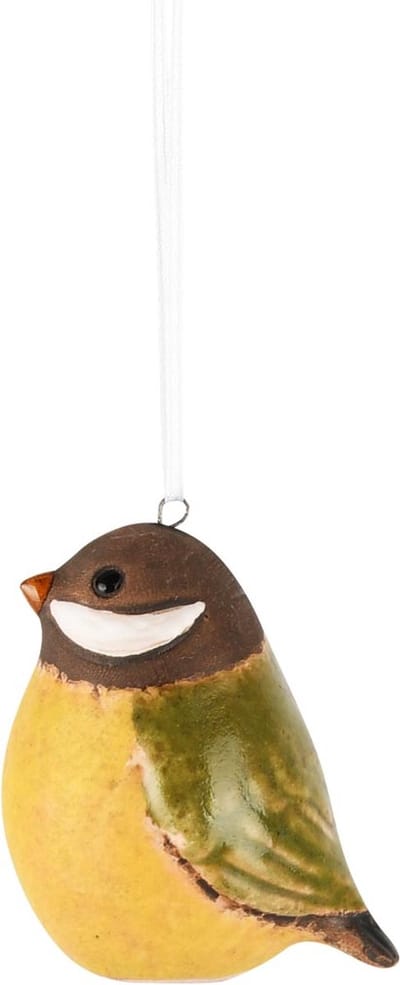 Dekoratief | Hanger vogeltje, geel/zwart, keramiek, 5x4x6cm | A250187