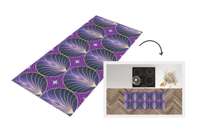 Keukenloper - Loper keuken - Patronen - Cirkel - Paars - Jaren 20 - 120x50 cm - Keukenloper vinyl