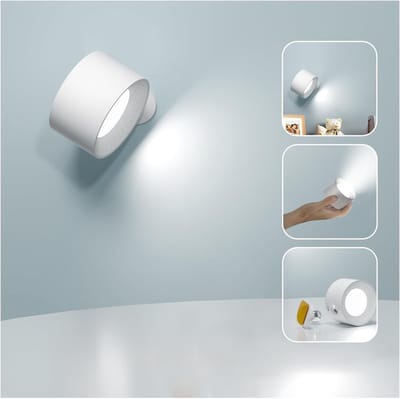 Wandlamp Binnen - LED-wandlamp voor het nachtkastje - Draadloze magnetische kastlamp - USB-oplaadbaar nachtlampje - Compatibel met touchbediening en afstandsbediening - Drie kleuren 360° draaibaar ( wit )