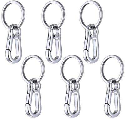 EXCITAT Sleutelhangers - Mini Musketon en ringetjes - Sleutelhaak - RVS Karabijnhaak - Musketonhaak met Sleutelringen voor Volwassenen - Auto Klein Carabiner Sleutel Hanger - Karabijn haak ringen - Keychain Karabijnsluiting - 6 stuks - Zilver