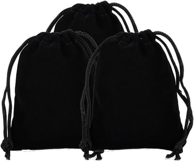 Set van 10 Grote Fluwelen Tassen 30 x 40 cm voor Bruiloft, Feest en Cadeaus met Trekkoord, Zwart, Luxe Cadeautassen