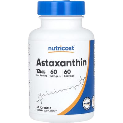 Nutricost, astaxanthine, 12 mg, 60 zachte capsules