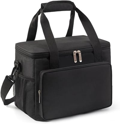 SnelShoppen - Morbuy 16L Koeltas Herbruikbare Koeltas - Geïsoleerde Koud Warm Picknicktas - Koeler Lunchtas voor Lunch, Picknick, School, Werk - Zwart