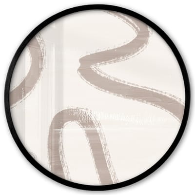 Poster in lijst Rond - Fotolijst 40x40 cm - Posters - Moderne kunst - Beige - Abstract - Ronde posterlijst zwart - Decoratie - Wanddecoratie woonkamer - Muurdecoratie slaapkamer