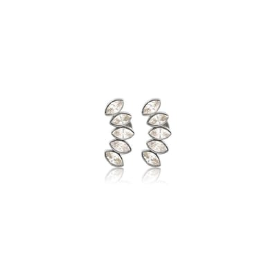 My Bendel - Zilverkleurige Oorsteker met Kristal Glasstenen - Kristallen Glassteen: Zilverkleurige Oorsteker Elegantie - met Luxe Cadeauverpakking | Sieraden Voor Dames