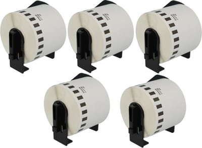 Label Tape Geschikt voor Brother DK-44205 | 62 mm x 30.48 m | Zwart op Wit - 5 stuks - Geschikt voor: QL-500 QL-550 QL-560 QL-570 QL-580N QL-650TD QL-1050N QL-1060N QL-700 QL-710W QL-720NW QL-800 QL-810W QL-820NW TD-2130N QL-600 QL-1100 QL-1110