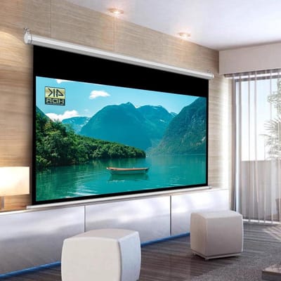 Elektrisch Projectiescherm - Oprolscherm Beamer - Thuisbioscoop Presentaties - Geluidsarme Motor - 72 inch - Wit