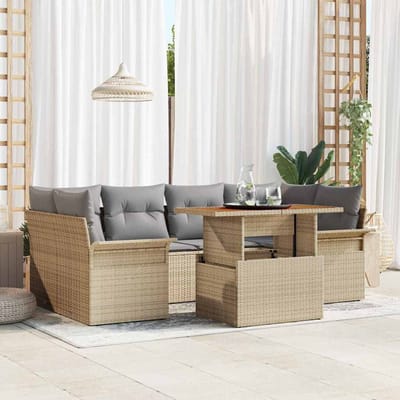 vidaXL - Tuinbank - Set - 7 - st - beige - en - lichtgrijs