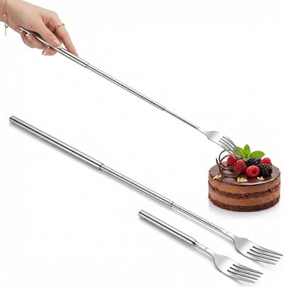 Uittrekbare roestvrijstalen vorkset van 22-65 cm, perfect voor BBQ, grillen en desserts, duurzaam en veelzijdig