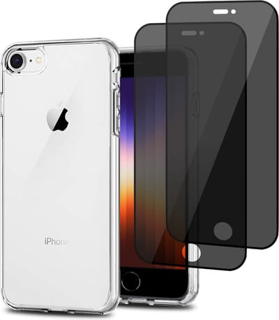 Hoesje geschikt voor iPhone SE 2022 + 2x Privé Screenprotector – Privacy Tempered Glass - Extreme TPU Case Transparant