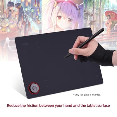 Gant de dessin Taille Unique Deux Doigts Gant de Peinture pour Tablette Graphique pour Main Droite et Gauche Compatible noir