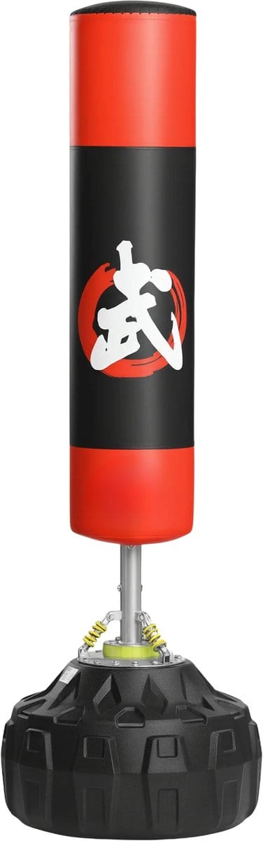 Vrijstaande Bokszak – Staande Punching Bag voor Volwassenen – Bokstraining Machine voor Thuis Fitness – Zwart/Rood