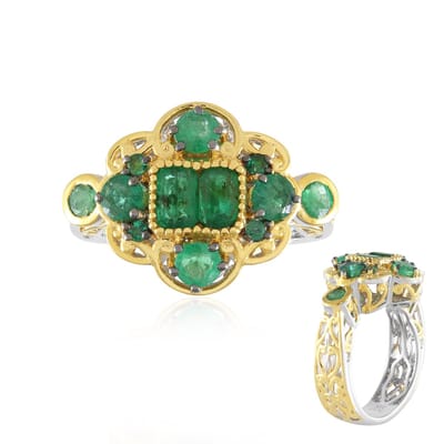 Cavill - Zilveren Ring 925 Sterling met 1,483 Ct Zambia Smaragd - Elegant Filigraan Design - Achthoek & Ronde Groene Edelsteen