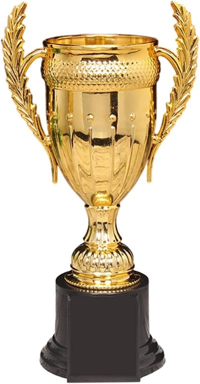 Award Trofee Beker - Prijsbeker Feest - Wedstrijd Winst - Verschillende Stijlen - Hoogte 19 cm - Zwart