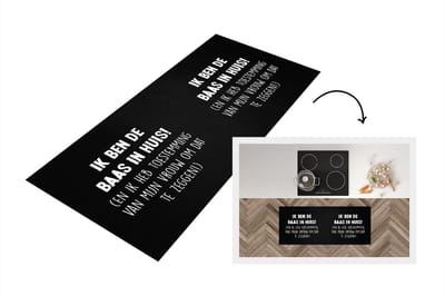 Keukenloper - Loper keuken - Baas - Quotes - Zwart - Wit - 120x50 cm - Keukenloper vinyl
