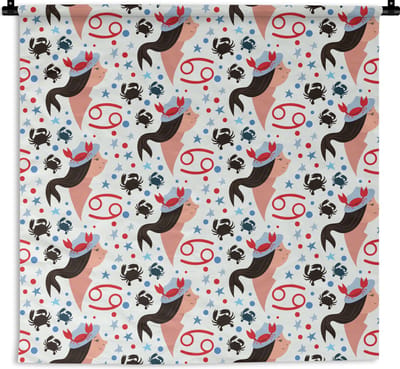 Wandkleed - Wanddoek - Zodiac - Kreeft - Patroon - 180x180 cm - Wandtapijt