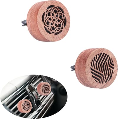 Draagbare houten autodiffuser met clip, ideaal voor ventilatiesleuven in auto, woonkamer en kantoor - 2 stuks voor frisse lucht en aromatherapie