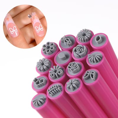 15 stuks - Nail Art Stamp Pen Set - Nail Art Stamp Pen - Nail Art Stamp Stamp - Nail Art Tools - Voor Vrouwen Meisjes Manicuristen Manicureliefhebbers - Roze