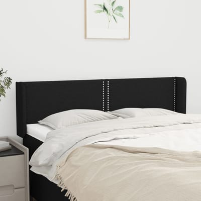 vidaXL - Hoofdbord - met - randen - 147x16x78/88 - cm - stof - zwart