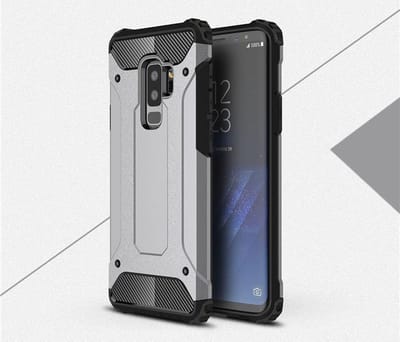 HB Hoesje Geschikt voor Samsung Galaxy S9 Plus - Anti Shock Hybrid Armor Back Cover - Grijs