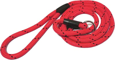 Gevlochten hondenriem met lus - 64 inch - Rood/Zwart