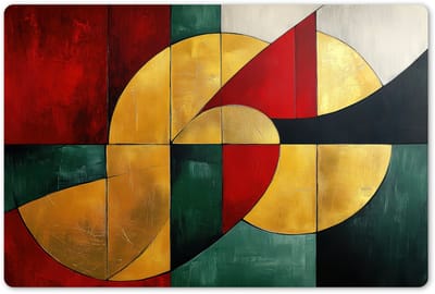 Placemats 45x30 cm - Placemat kunststof - 1 stuk - Abstract - Kerst - Goud - Rood - Groen - Borden onderleggers - Decoratie voor op tafel - Keuken tafeldecoratie accessoires - Vinyl onderlegger - Tafelversiering