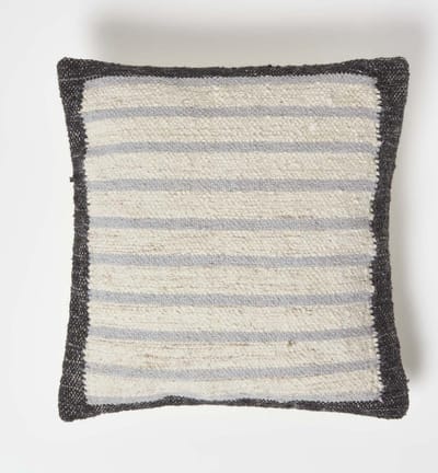 Homescapes Kelim kussen Veria crème-zwart-blauw - kussen 45 x 45 cm met vulling