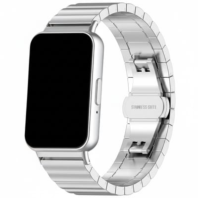 Stalen bandje - geschikt voor Samsung Galaxy Fit 3 - rvs met vlindersluiting - enkele schakel - zilver