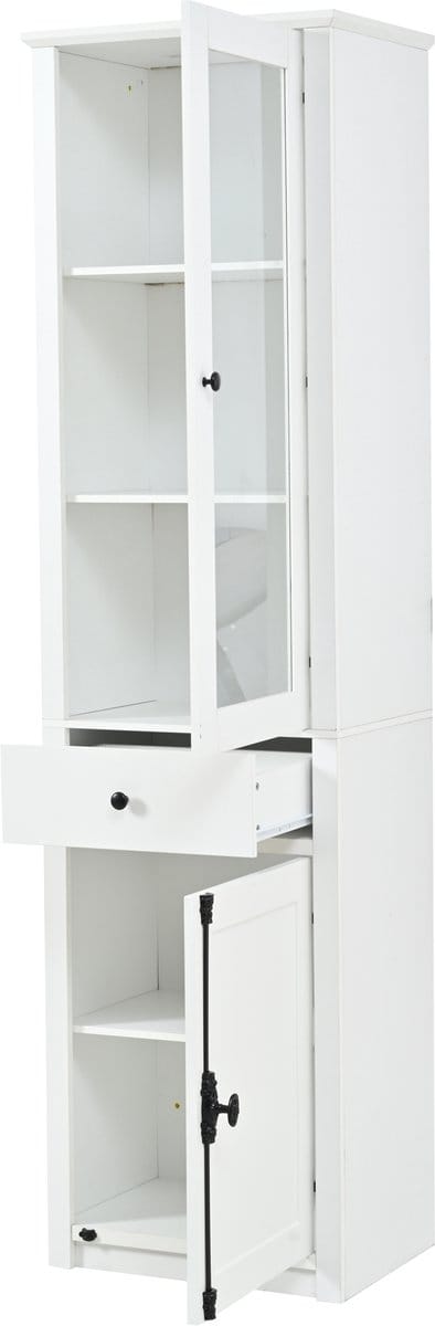 Witte spaanplaat glazen hoge kast 55x40x200 cm voor woonkamer opslag en presentatie