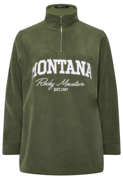 Yours Groene 'Montana' Fleece Met Kwartrits Size 42