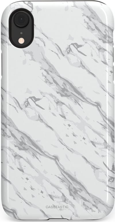 Casetastic hoesje geschikt voor Apple iPhone XR - Dubbellaagse bescherming - Arctisch Marmer - Fashion Case - Wit Lichtgrijs